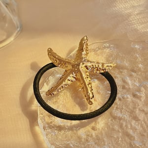 1 piece classic style all-match  vibe starfish stainless steel gold color women's hair bobbles h5 Picture4