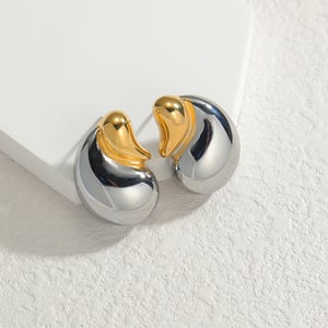 1 Paar Simple Series Casual Droplet Edelstahl 14K vergoldet Damen Ohrstecker h5 Bild3