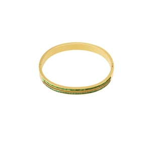 1 Piece Luxurious Series Simple Double Lines Stainless Steel Gold Color Women's Bangles h5 Picture4