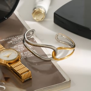 1 Piece Minimalist Series Designable Overlap Line Stainless Steel Gold Color Women's Bangles h5 Picture4