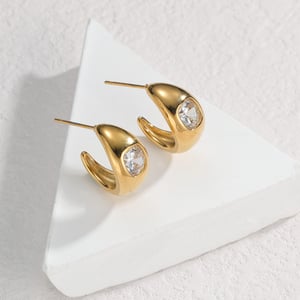1 Paar Simple Series Tägliche geometrische Edelstahl 18 Karat vergoldet Zirkon Damen Ohrstecker h5 Bild4