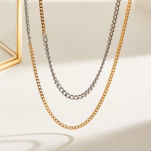 1 stück simple series  linie edelstahl gold farbe damen kette halsketten h5 Bild4