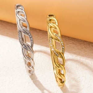 1 Piece Dazzling Series Classic Twist Stainless Steel Gold Color Women's Bangles h5 Picture6
