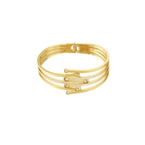 1 Stück luxuriöse Serie natürlicher geometrischer Edelstahl Goldfarben Damen Armreifen h5 Bild8