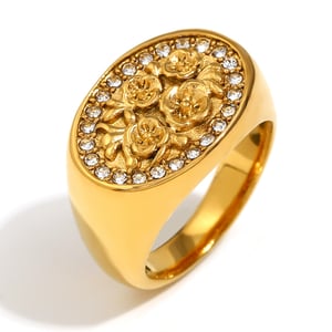 1 Stück Luxuriöse Serie Natürliche Blume Edelstahl Gold Farbe Damen Einzelringe h5 Bild10
