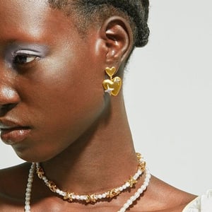 1 pair simple series  style heart stainless steel  gold plated women drop earrings h5 Picture3