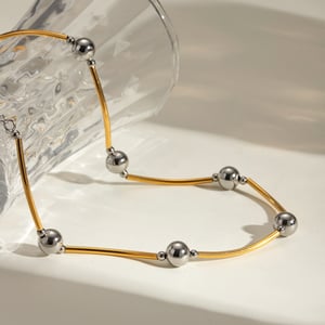 1 piece simple series casual geometric stainless steel  gold plated women chain necklaces h5 Picture4