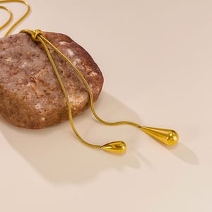 1 Stück Elegante Serie Tägliche Tropfen Verstellbare Edelstahl Gold Farbe Damen Anhänger Halsketten h5 Bild8