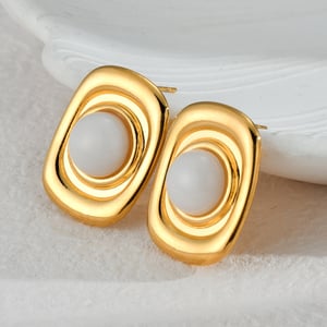 1 Paar romantische Serie elegante geometrische Edelstahl 18 Karat vergoldet Frauen Ohrstecker h5 Bild2