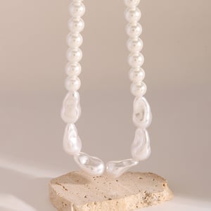 1 piece classic series elegant beads stainless steel  gold plated artificial pearl women beaded necklaces h5 Picture5