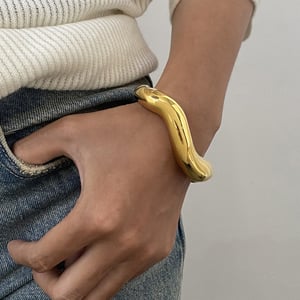 1 Stück Simple Series Simple Line Edelstahl 18 Karat vergoldete Damen Armreifen h5 Bild6