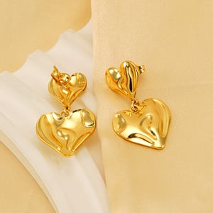 1 pair simple series daily heart stainless steel  gold plated women stud earrings h5 Picture5