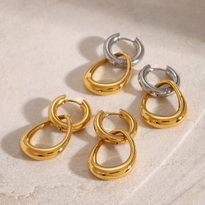1 pair simple series simple geometric stainless steel  gold plated women drop earrings h5 Picture3