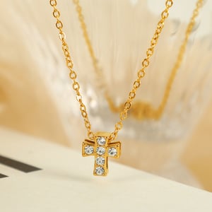 1 piece simple series simple geometric stainless steel  gold plated rhinestone women pendant necklaces h5 Picture4