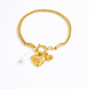 1 piece romantic series elegant heart stainless steel  gold color plated artificial pearl women's charm bracelets h5 Picture6