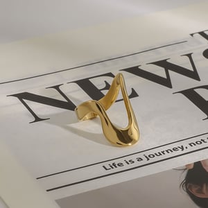 1 Piece Minimalist Series Irregular Line Shape Stainless Steel Gold Color Women's Single Rings h5 Picture4