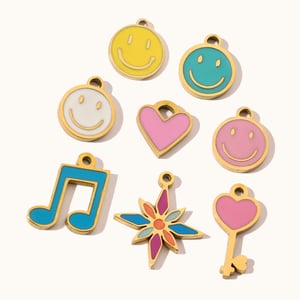 Colorful Flowers Stainless Steel Gold Color Pendants h5 Picture5