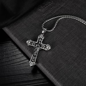 1 pezzo di collana da uomo in acciaio inossidabile con croce di alta qualità h5 Immagine3