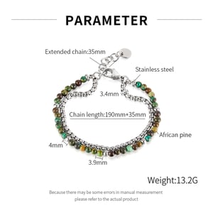 Pulseras de acero inoxidable para hombre con cuentas de piedra natural de doble capa h5 Imagen7