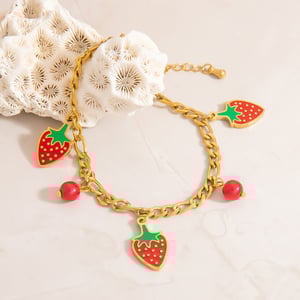 Oil- Glazing Fruit Stainless Steel Gold Color Women's Charm Bracelets h5 Picture4