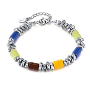 Renkli Silindir Paslanmaz Çelik Erkek Boncuklu Bileklikler h5 Resim6