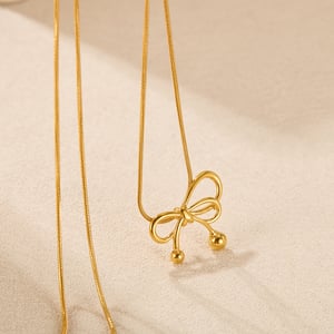 1 Stück Simple Series Daily Bow Knot Edelstahl Goldfarben Damen-Anhänger-Halsketten h5 Bild5