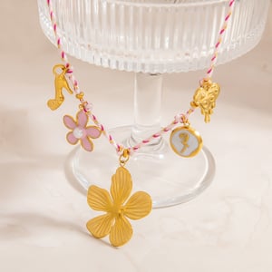 Sweet Flower Stainless Steel Gold Color Pendant Necklaces h5 Picture3
