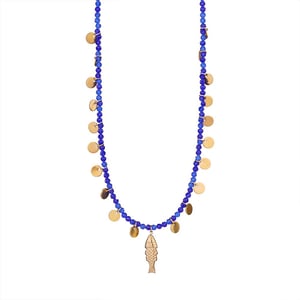 Glamorous Fish Stainless Steel Gold Color Natural Stone Women's Beaded Necklaces h5
