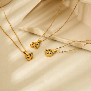 Numbers Gold Color Stainless Steel Pendant Necklace h5 Picture3