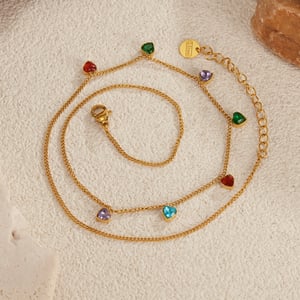 1 Piece Polychrome Series Exquisite Heart Shape Stainless Steel Women's Pendant Necklaces h5 Picture5