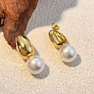 Classic Droplet Stainless Steel Gold Color Stud Earrings h5