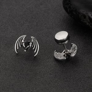 1 Piece Intricate Series Heart Wings Stainless Steel Gold Color Men's Earrings h5 Picture6
