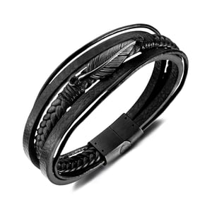 Braccialetti da uomo in acciaio inossidabile con piuma sobria, 1 pezzo h5 