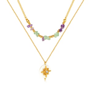Collares en capas de acero inoxidable dorados con diseño geométrico diario de serie simple de 1 pieza para mujer h5 Imagen5