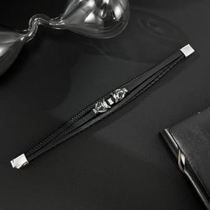 1 pulsera de cuero de leopardo con diseño de roca para hombre h5 Imagen2