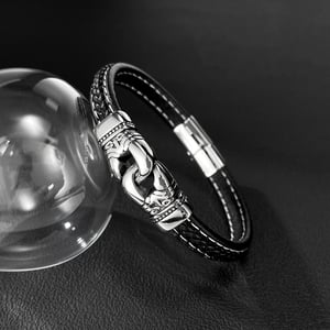 Braccialetti da uomo in acciaio inossidabile con motivo geometrico industriale, 1 pezzo h5 Immagine6