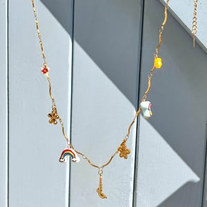 Sweet Rainbow Stainless Steel  Gold Color Pendant Necklace h5 Picture4