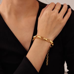 Versatili ed eleganti bracciali a catena rettangolari in acciaio inossidabile da uomo h5 Immagine5