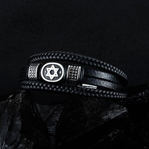 Braccialetti da uomo in acciaio inossidabile con esagramma chic, 1 pezzo h5 Immagine4