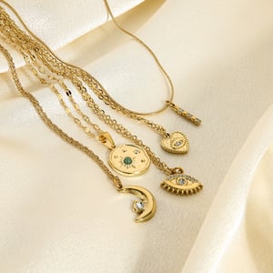 Moon Heart Irregular Gold Color Stainless Steel Pendant  Necklace h5 Picture4