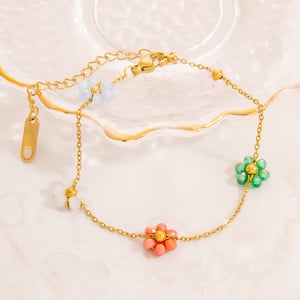 Sweet Flower Stainless Steel Gold Color Women's Charm Bracelets h5 Picture3