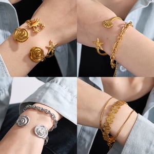 1 stuk Oceanic roestvrij staal goudkleurige armbanden h5 Afbeelding4