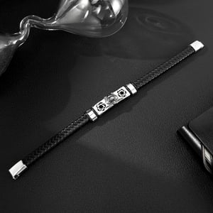 Braccialetti da uomo in acciaio inossidabile con testa di leopardo, 1 pezzo h5 Immagine3