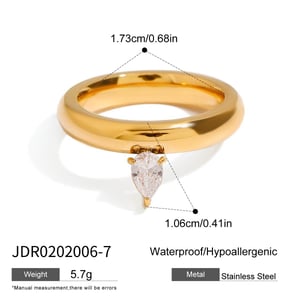 Klassische Ringe aus goldfarbenem Edelstahl mit Edelsteinen h5 