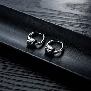 1 Çift Tasarımlı Geometrik Paslanmaz Çelik Erkek Küpe h5 Resim4