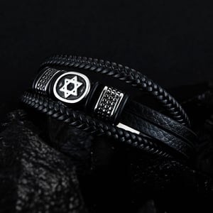 Braccialetti da uomo in acciaio inossidabile con esagramma chic, 1 pezzo h5 Immagine2