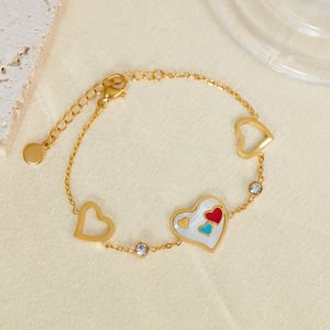1 Stück Simple Series Daily Heart Edelstahl Goldfarben Damen Kettenarmbänder h5 Bild3