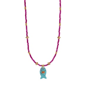 1 Piece Polychrome Series Vacation Fish Stainless Steel Gold Color Natural Stone Women's Beaded Necklaces h5 Picture7