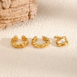 Goldfarbene Ohrklemmen aus Edelstahl h5 Bild2