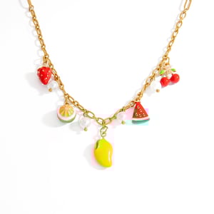 Collana da donna in acciaio inossidabile color oro con serie di frutta carina h5 Immagine6